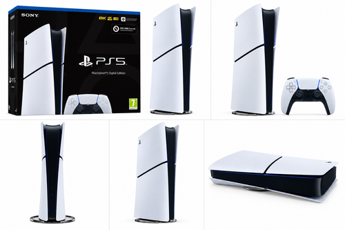 Sony PlayStation 5 Digital Edition – widok z różnych stron