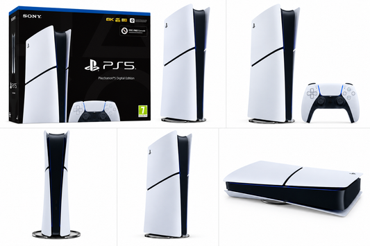 Sony PlayStation 5 Digital Edition – widok z różnych stron